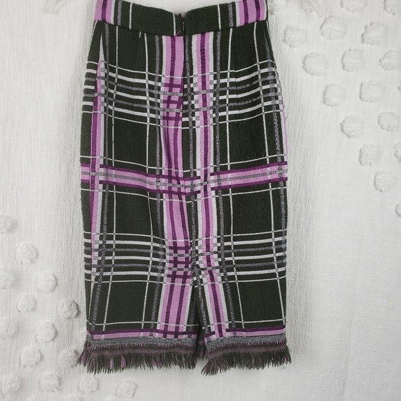 Pinko Green and Purple Plaid Pencil Skirt - Picture 2 of 8